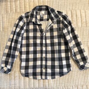 Hanna Andersson Black and White Winter Plaid Button-Up Shirt